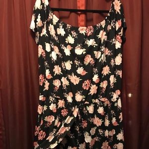 Black Floral High Low Romper